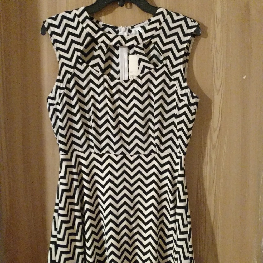 Cream and black mini dress